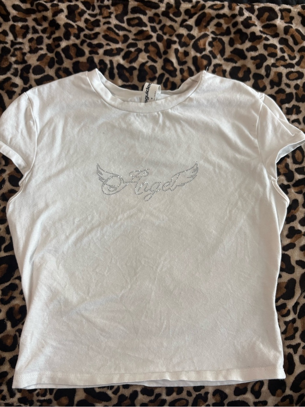 Missguided White 'Angel' Rhinestone Wing Tee